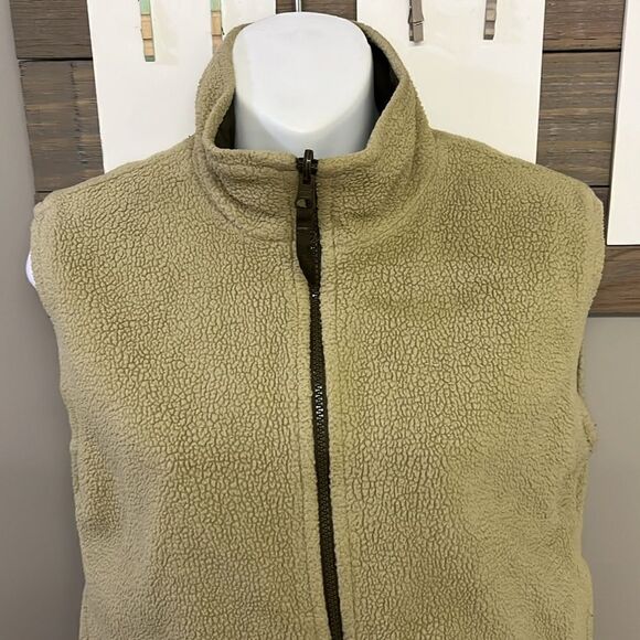 Nike Reversible Olive Tan Two Fabric Mock Neck Two Way Full Zip Up Vest- Small - Picture 13 of 14